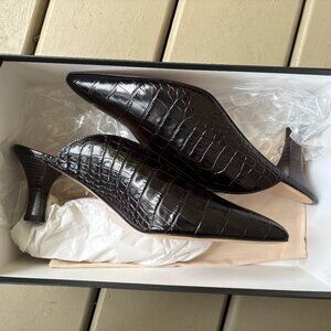 Club Monaco Nahdine Mule – Italian Croc-Embossed Leather | Size 38 / US 8